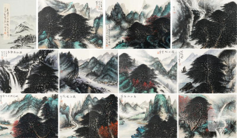    黎雄才 山水冊頁十一幀